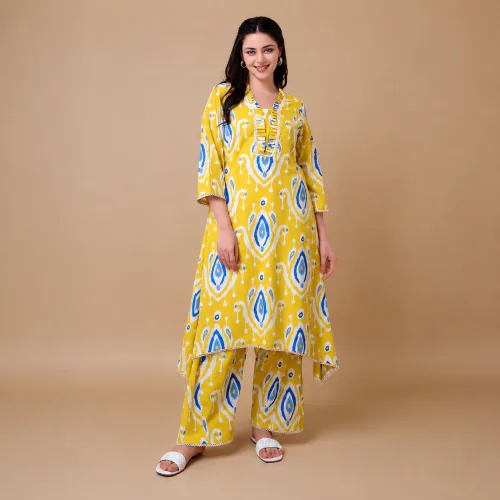 Yellow Glow Ikat Motif Co-ord