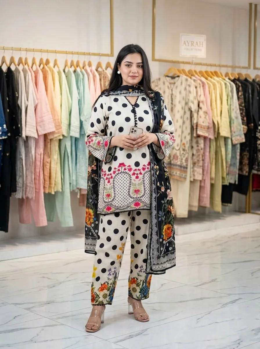 Vintage Polka & Floral Suit Set